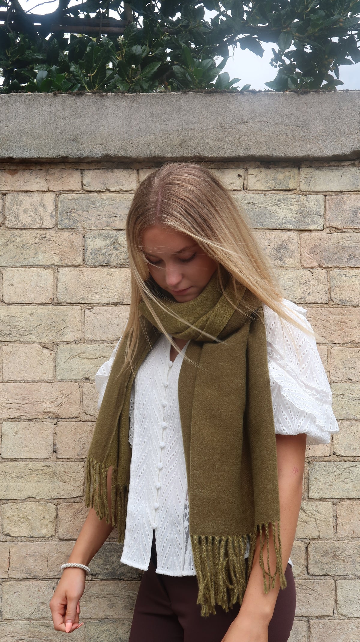 Olive Cashmere Blend Scarf