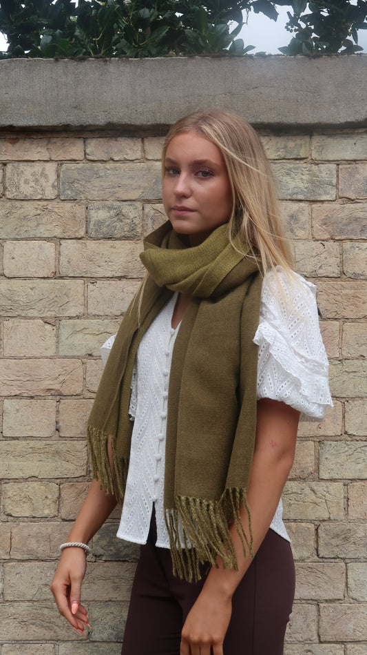 Olive Cashmere Blend Scarf