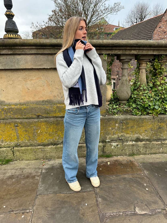 Eliza Scarf - Navy/Sky Blue